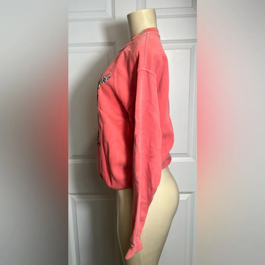 Obey Posse Floral Flower Branded Logo Graphic Coral Crew Neck Sweatshirt - Image 5