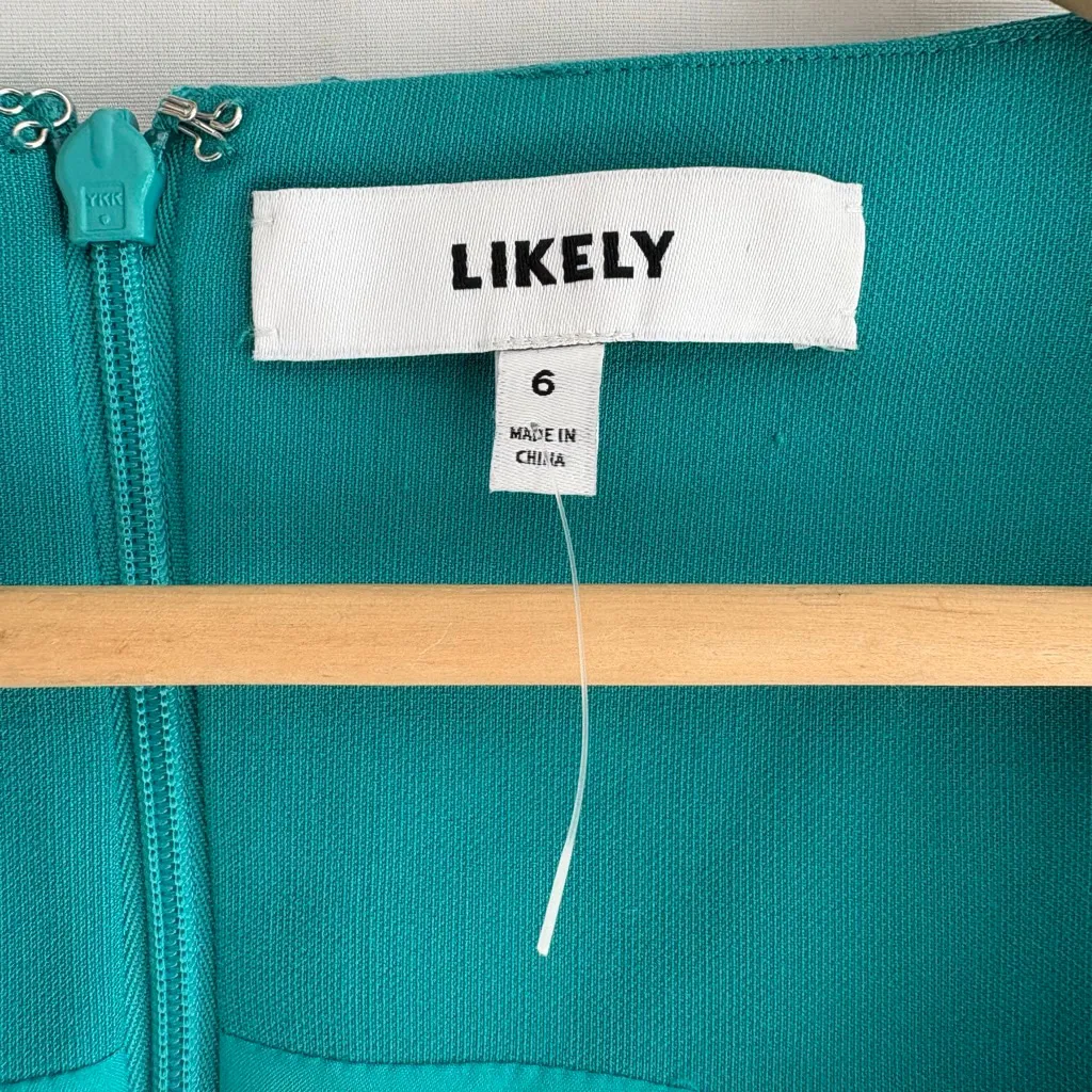 Women's LIKELY Decosta Dress V-Neck Sleeveless Mini Dress Size 6 turquoise - Image 6