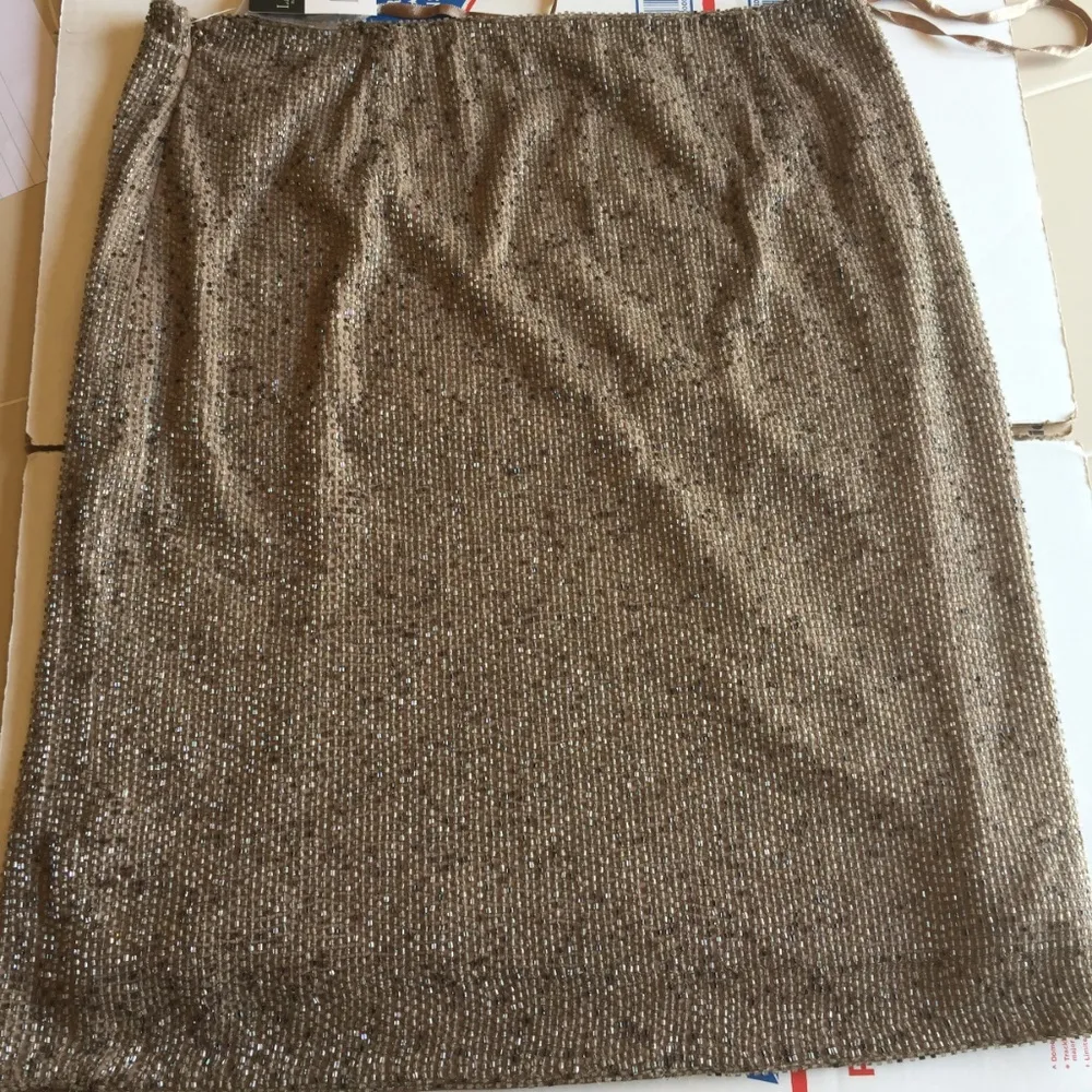 NEW Lauren Ralph Lauren size 4 shiny super heavy bead embroidery lined skirt NWD Gold - Image 5