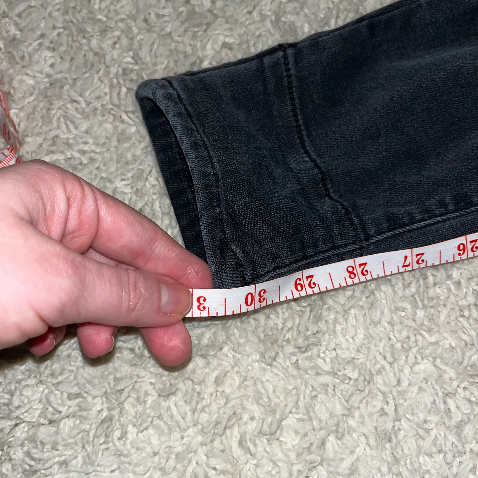 Plaid Patch Distressed Skinny Jeans Black Wash 7 28 - Image 5