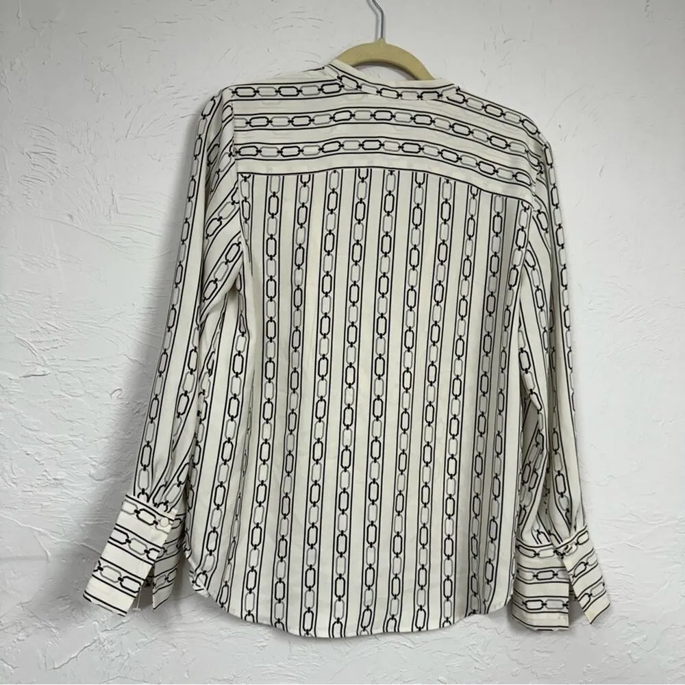 Ann Taylor Black & White Printed Ruffled Blouse Women’s S Preppy Long Sleeve Top - Image 7