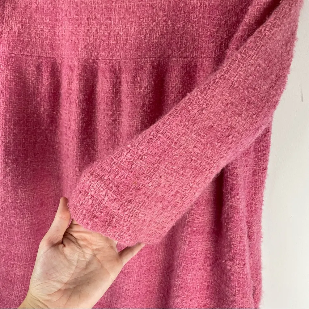 Vintage 50s 60s Pendleton Virgin Wool Swing Coat Pink Textured Tweed Button - Image 12