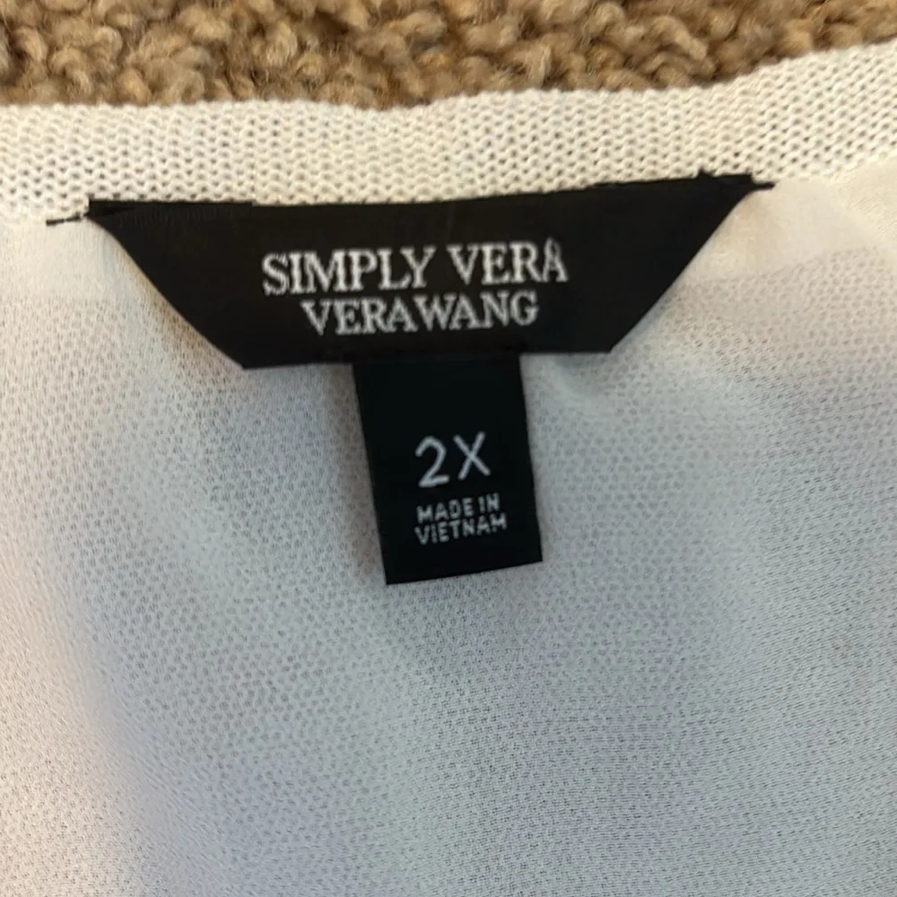 NWT Simply Vera VeraWang White “Chiffon Flyaway” Open Front Sweater Size 2X - Image 4