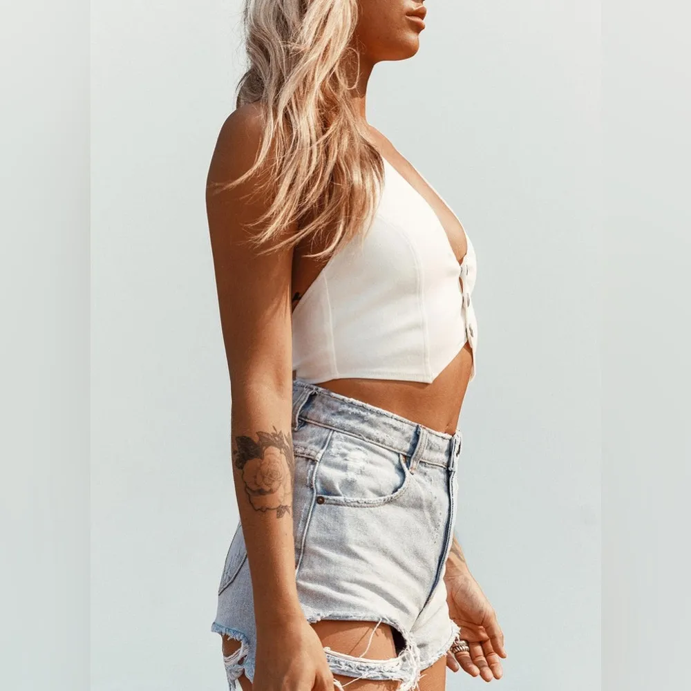 Baltimore Bustier Halter Tank Top in White - Image 4