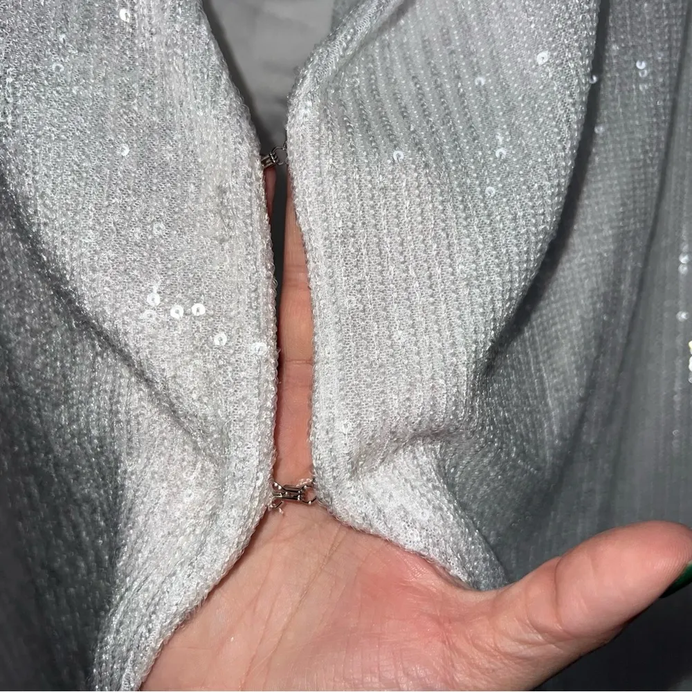 Show Me Your Mumu Oversized Longline Sequin Dance Blazer Jacket White - Image 6