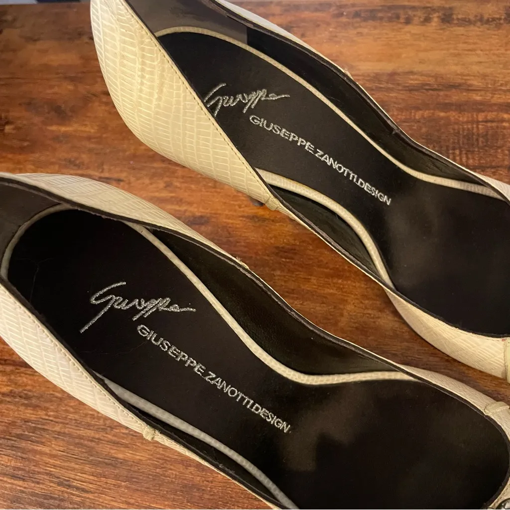 Giuseppe Zanotti Vicini Swarovski Crystal Reptile Embossed Peep Toe Heels - 38.5 - Image 5