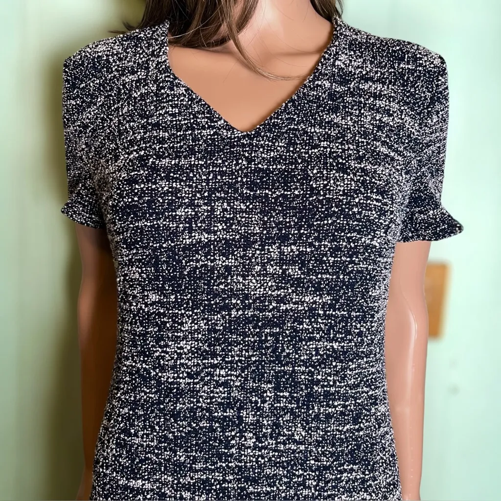 Banana Republic. Navy Blue & White Tweed Shift Dress. Size 6 - Image 7