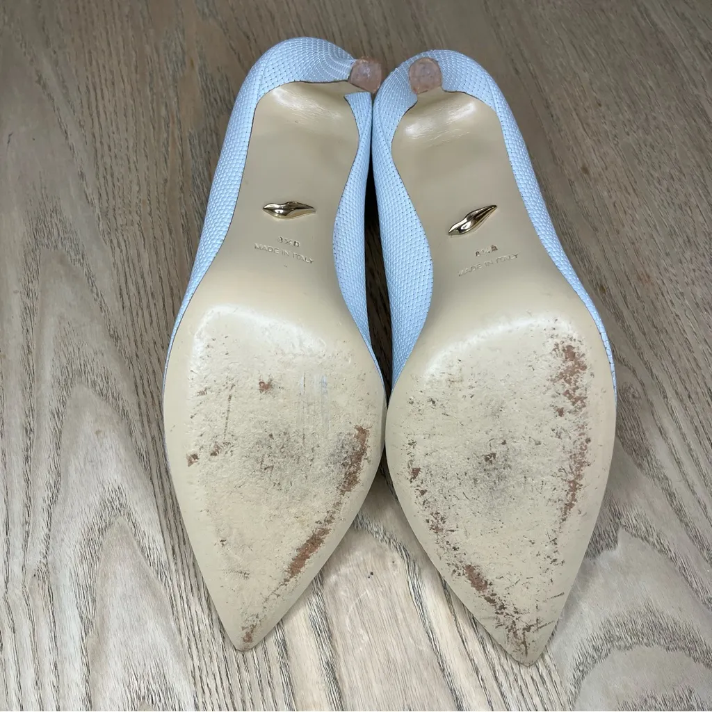 Diane Von Furstenberg White Woven Leather Heels Pointed Toe Pumps Women’s 8.5 - Image 9