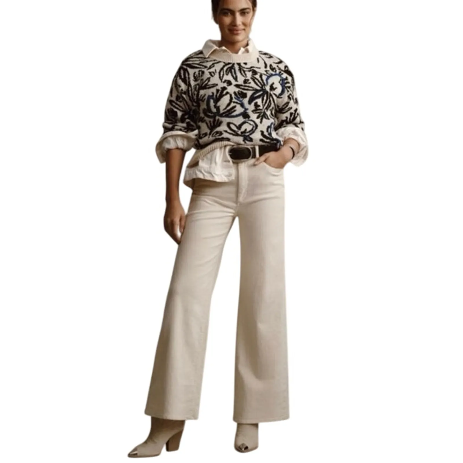 ANTHROPOLOGIE Blue Floral Pop Embroidered Sweater, Size XS, New w/ Tag MSRP $128 - Image 7