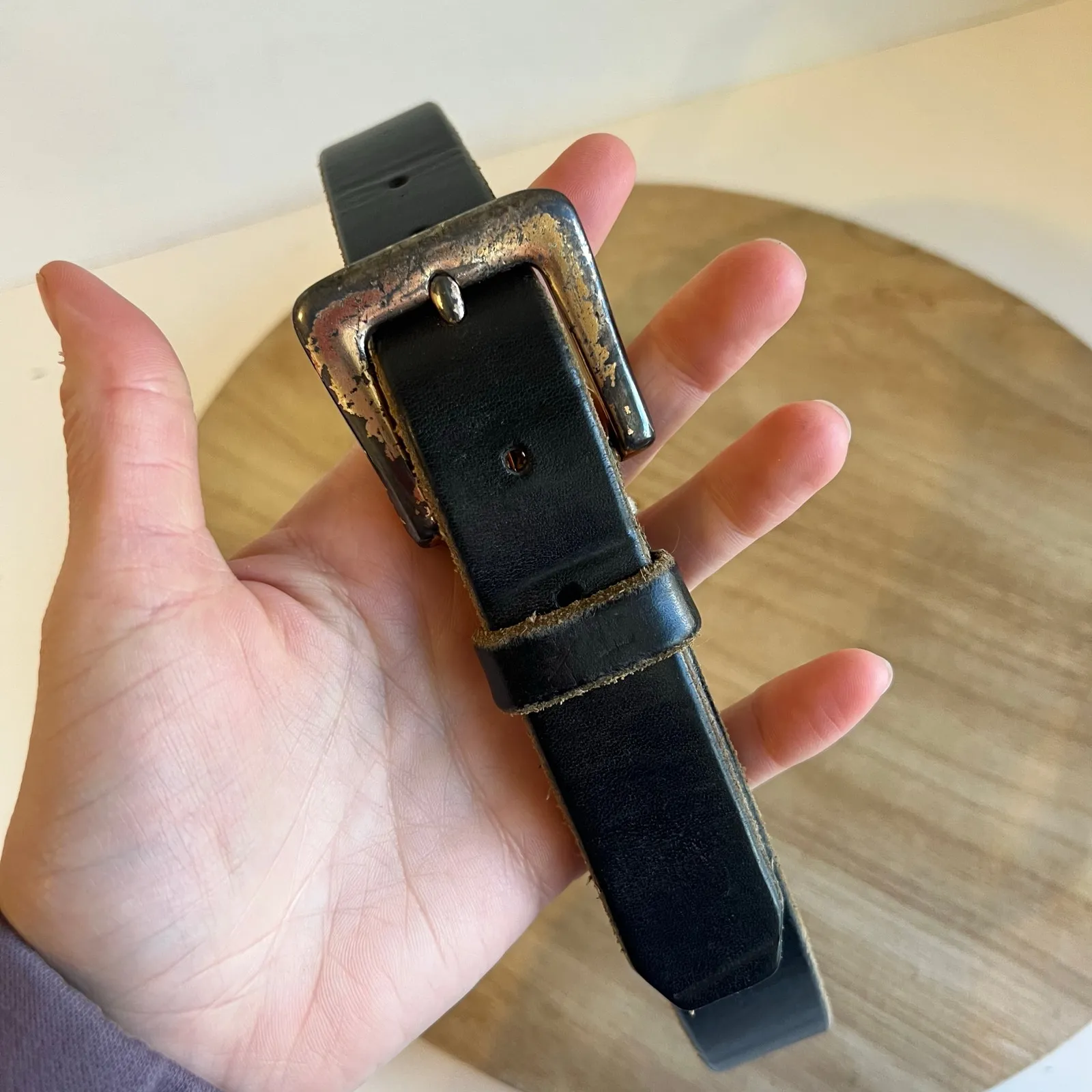 GAP Vintage Dark Brown Genuine Italian Leather Worn in Look Belt Size Small - Image 10