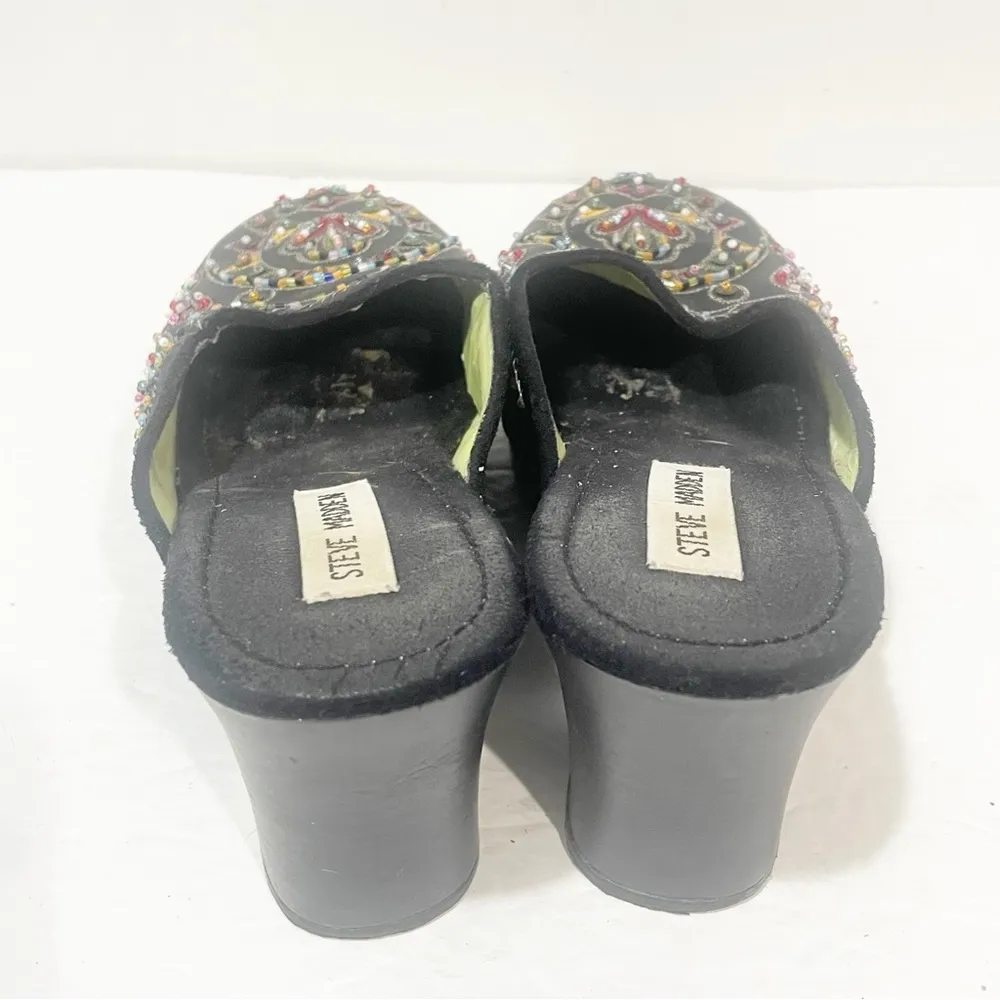 Steve Madden Size 6.5 Black Y2K Satin Beaded Clogs - Image 4