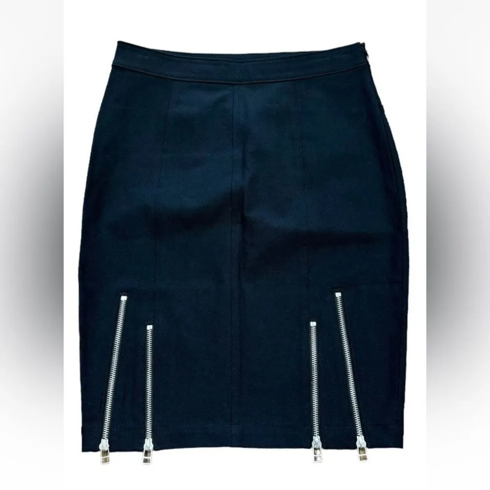 T by Alexander Wang Sz 8 Skirt‎ Pencil Black Zipper Detail Silver - Image 2