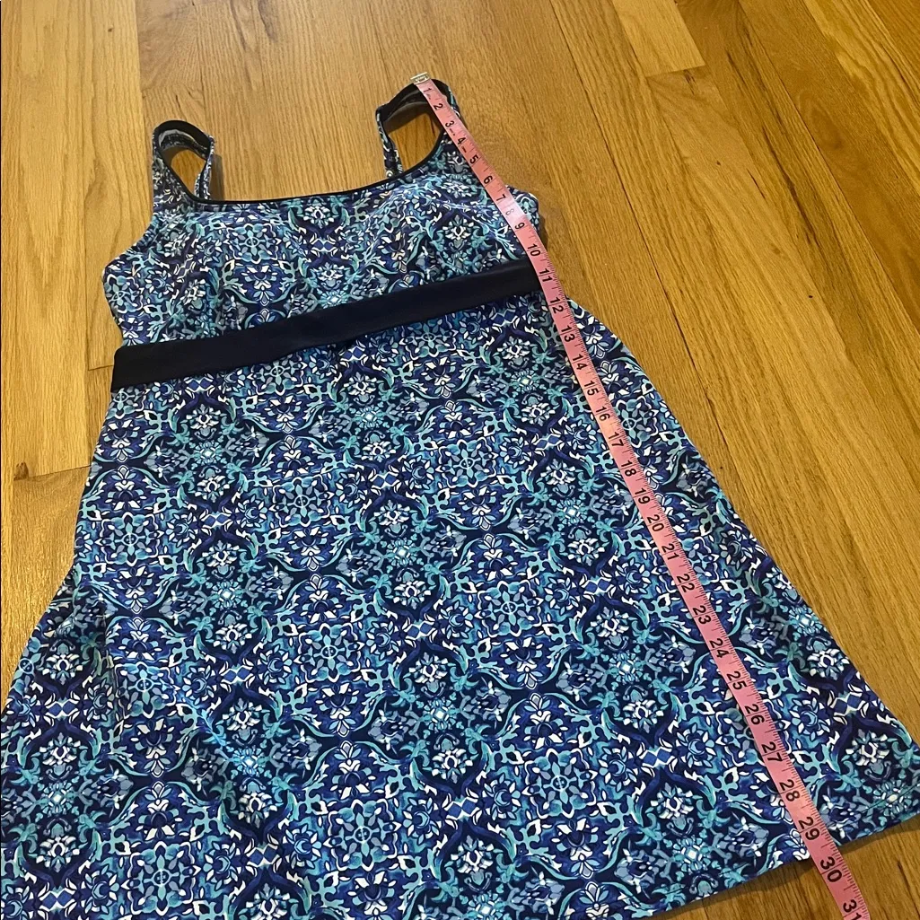 Lands End Blue Printed Swim Dress Modest Sz 6 - Image 4