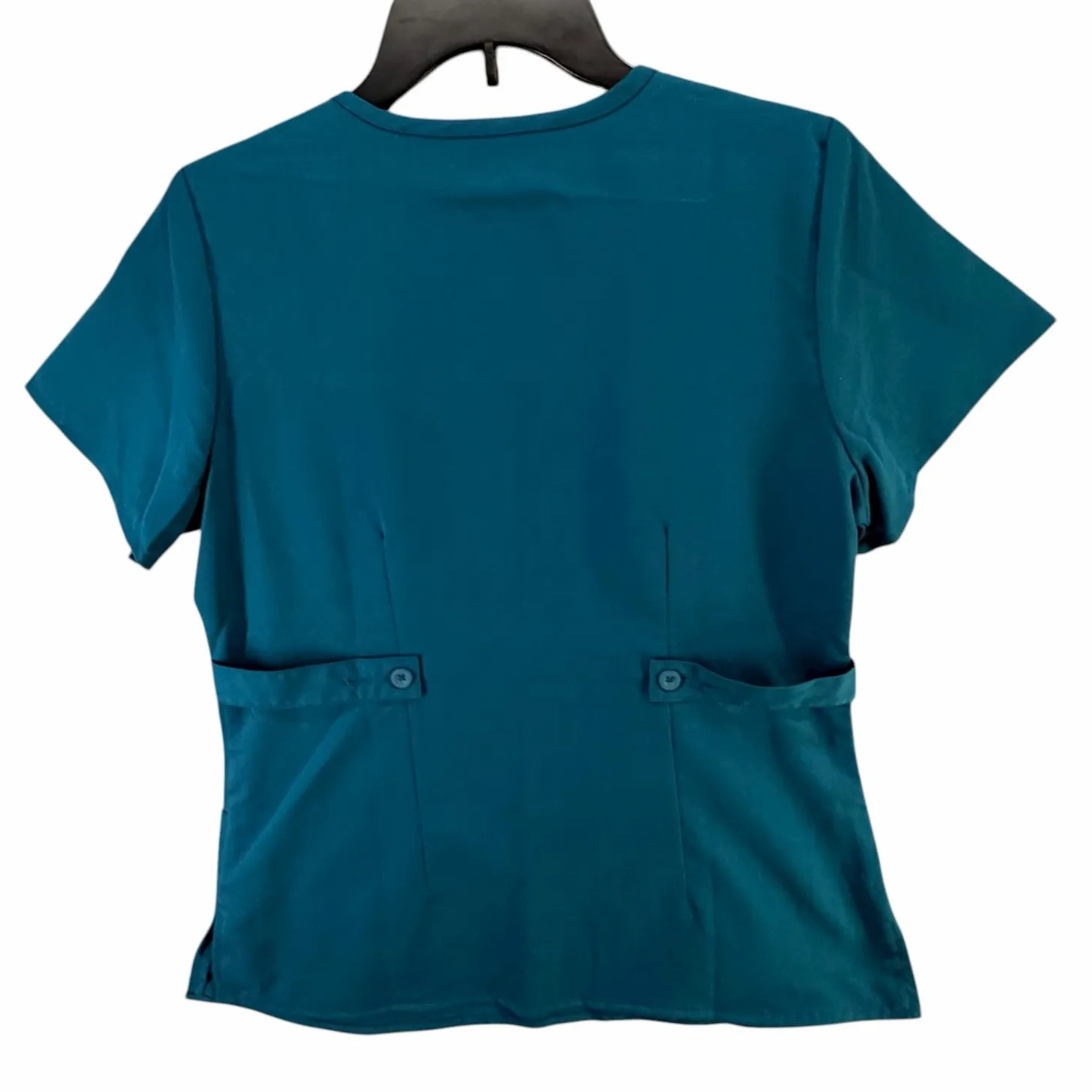 Greys Anatomy Barco Riley Scrub Top M Bahama Blue 3 Pocket Mock Wrap Medical - Image 3