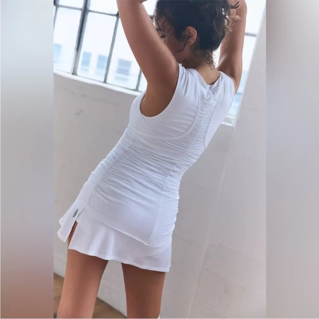 Free People FP Movement Tempo Athletic Active Dress Ruched White Size Medium - Image 3