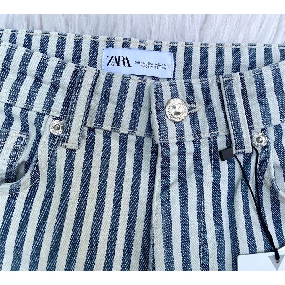 NWT Zara Striped Crop Jeans - Image 5