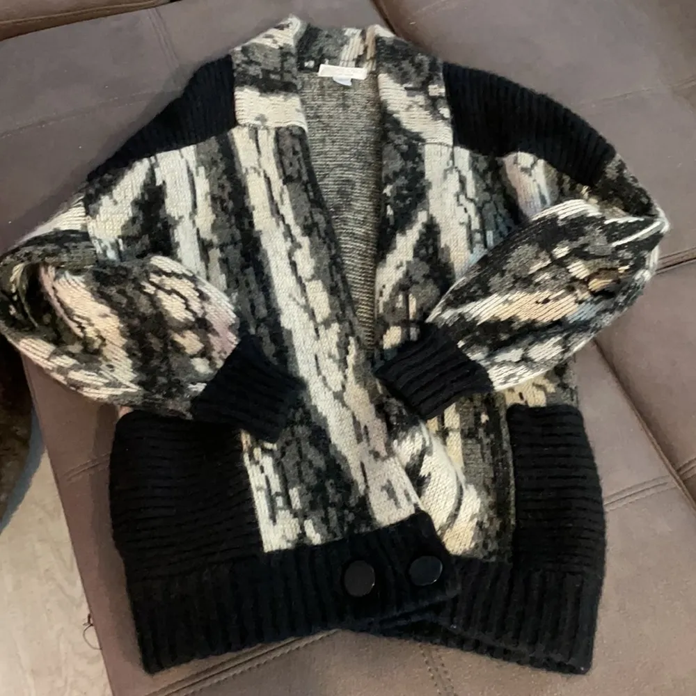 MICHAEL CAROL Italian Design Very Long Sweater Cardigan 70% Wool Mohair Size L - Image 2