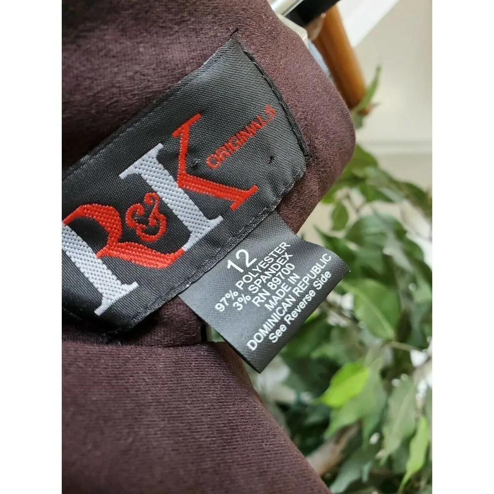 R & K Originals Women's Brown Polyester Long Sleeve Pant Suit 2 Piece Dress 12 - Image 6