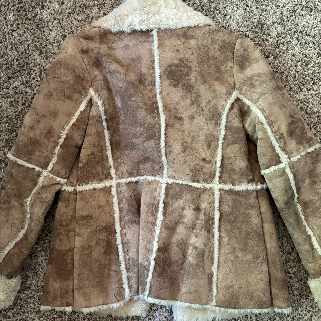 Women’s Brown Shearling Suede Jacket - Image 2