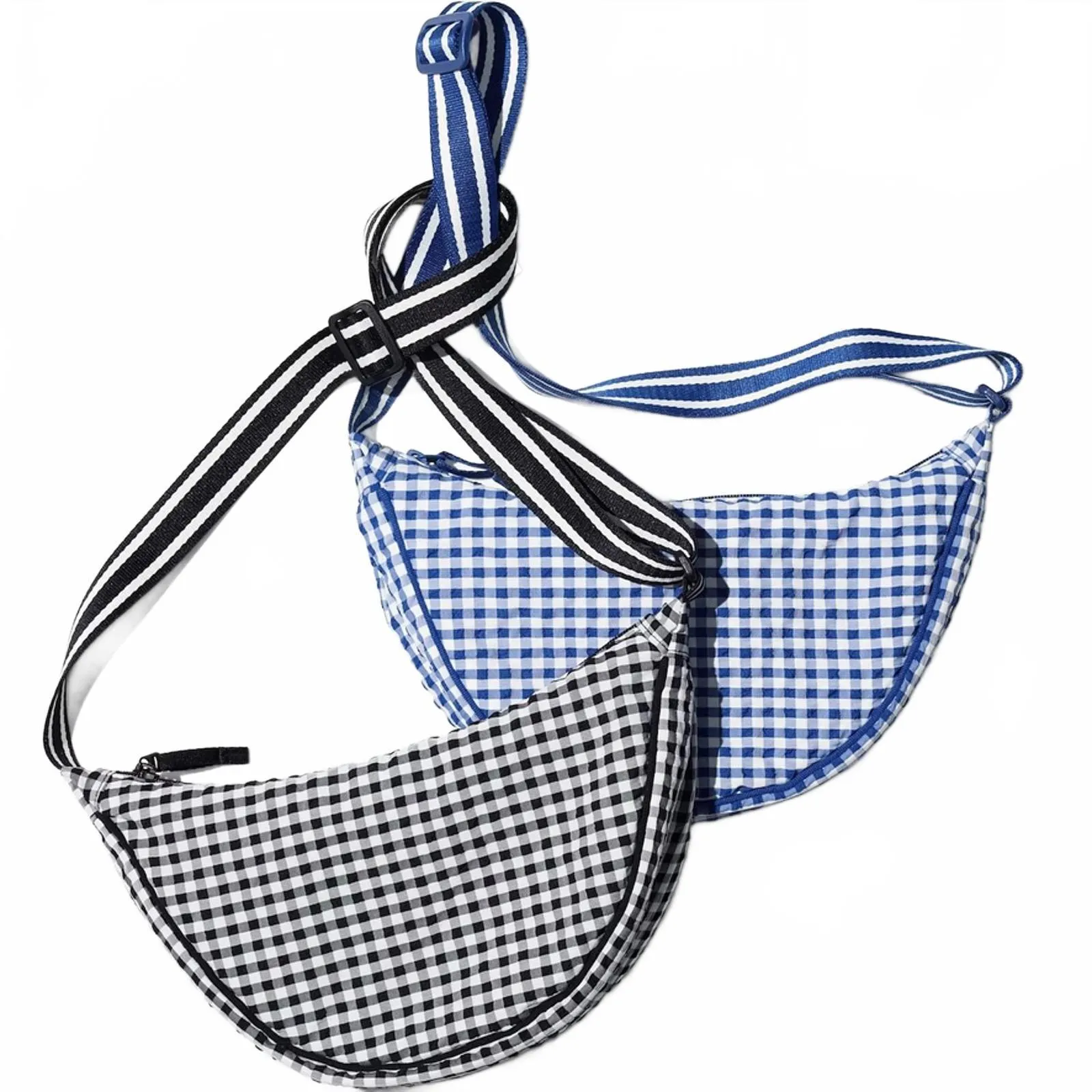 Uniqlo Gingham Round Mini Shoulder Bag NWT Blue White - Image 5