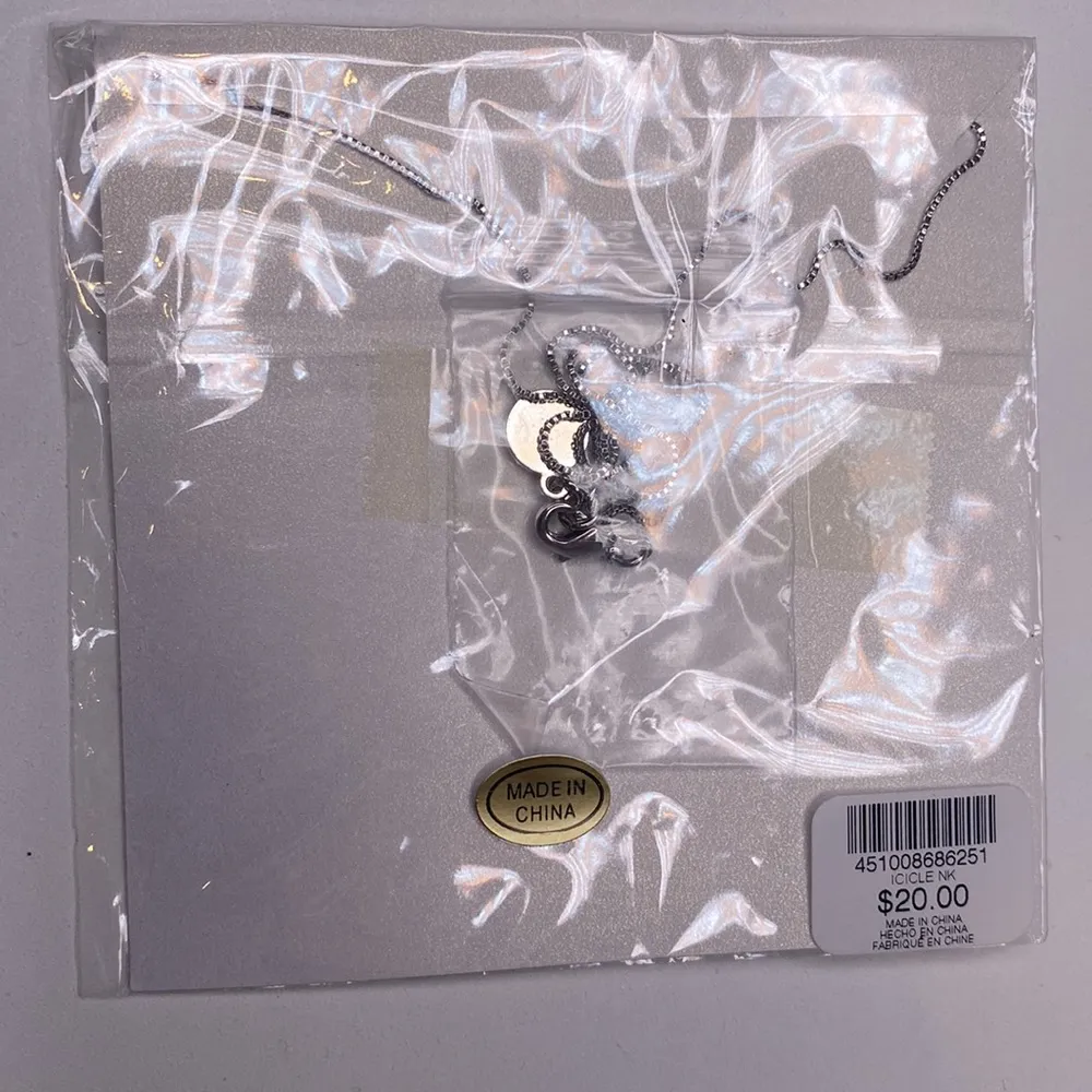 Chico’s Silver-Tone Icicle Pendant Necklace Crystal Rhinestones NWT OS - Image 3