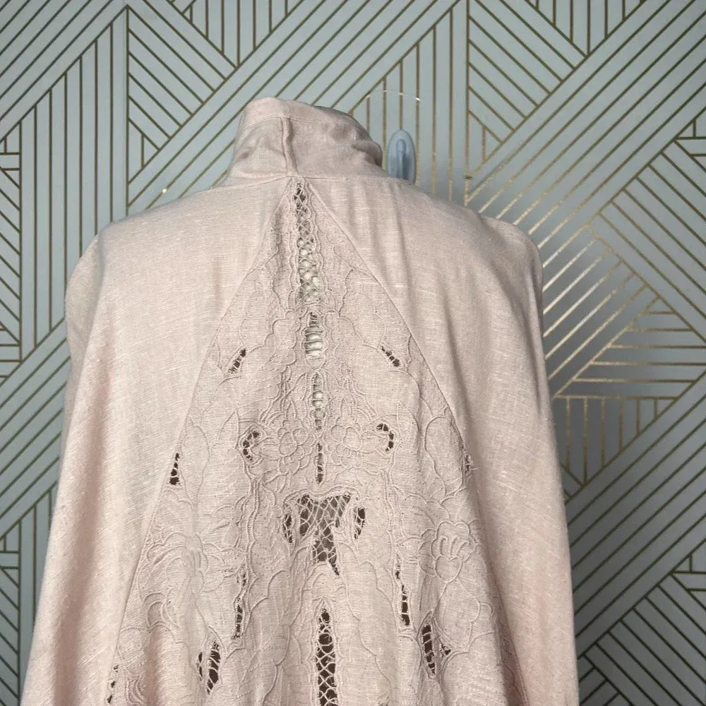 Free People Cool Nights Crochet Cardigan Conch Pink‎ Size Small - Image 10