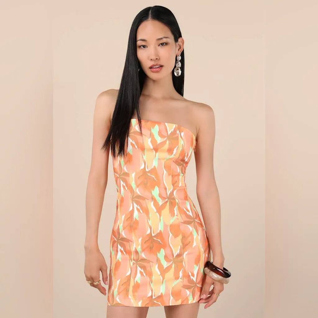 LULU’S Rovena Orange Multi Floral Print Mini Dress - Image 4