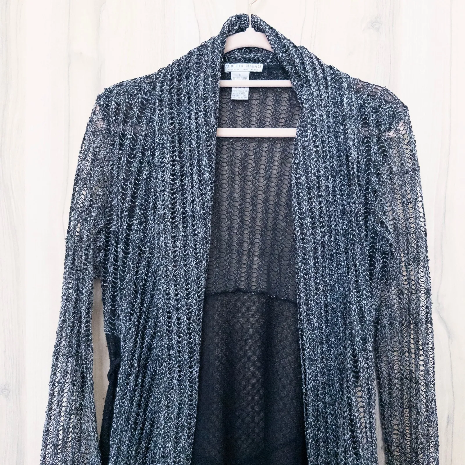 Alberto Makali Womens Cardigan Size M Black Sheer Open Whimsigoth Fairy Grunge - Image 2