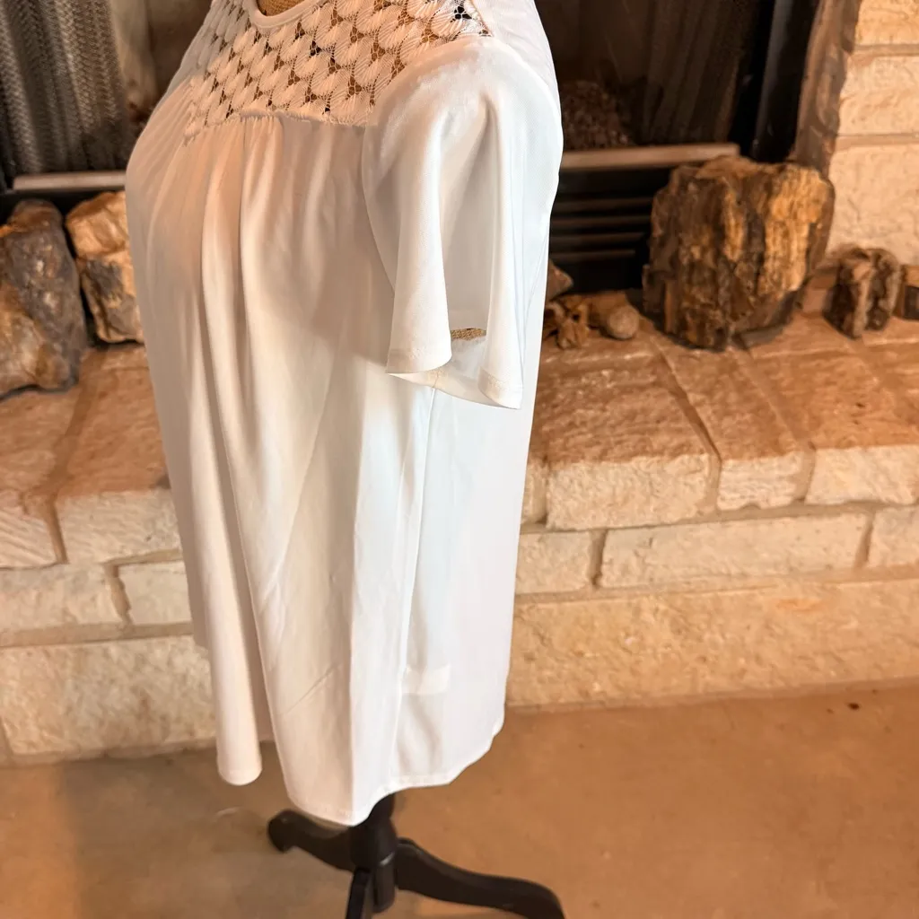 Cato White Lace Accent Blouse - Image 5