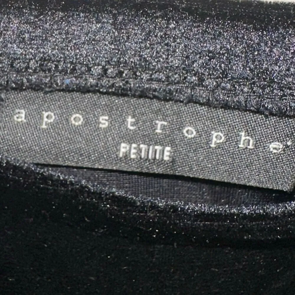 Apostrophe Petite Black Velvet Skirt Floral Burnout Hem Size MP Holiday Party - Image 4