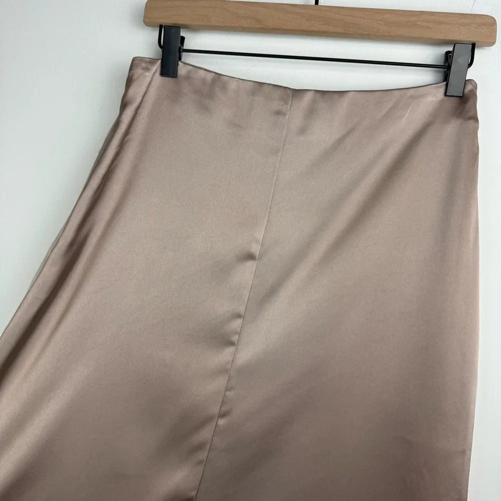 NWT Zara Satin Effect Asymmetrical A-line Midi Skirt Sz Small Champagne Tan - Image 14