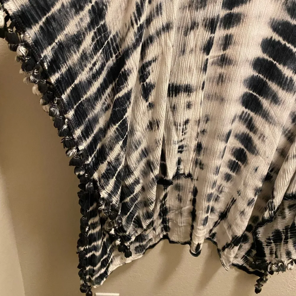 Michael Stars Blue & White Tie-Dye Tassel Accent Kimono One Size - Image 8