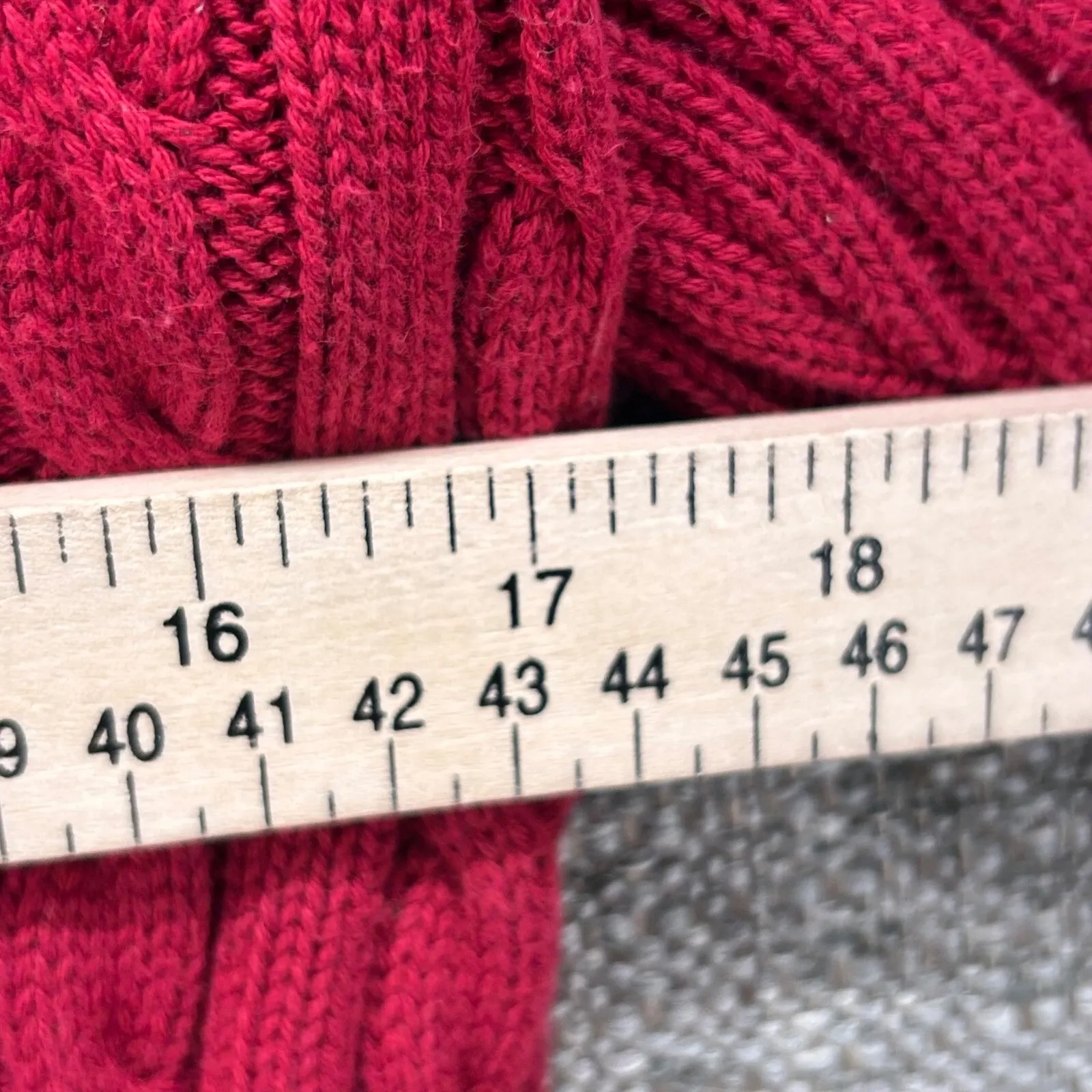 LL Bean Womens Cable Knit Sweater Size Large Preppy Fisherman Warm Soft Comfy Red - Image 3