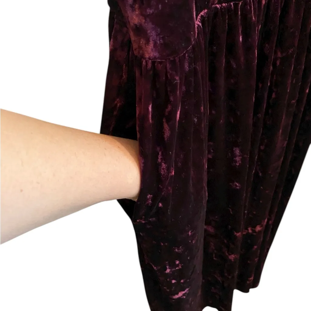 Burgundy Crushed Velvet sleeveless Wide Leg Romper Fall Holiday party attire Red Size M - Image 7