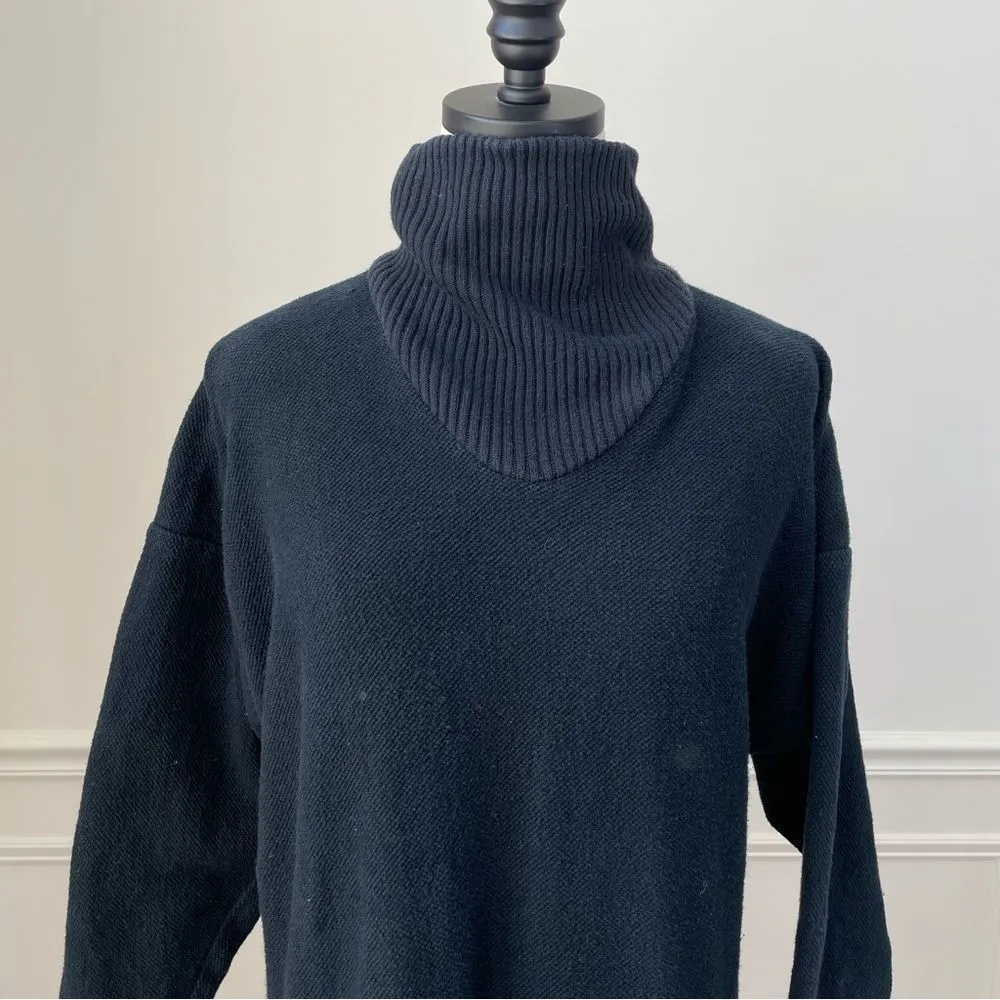 Vintage 80s Eileen Fisher Cotton Mock Neck Midi Maxi Dress XL - Image 3