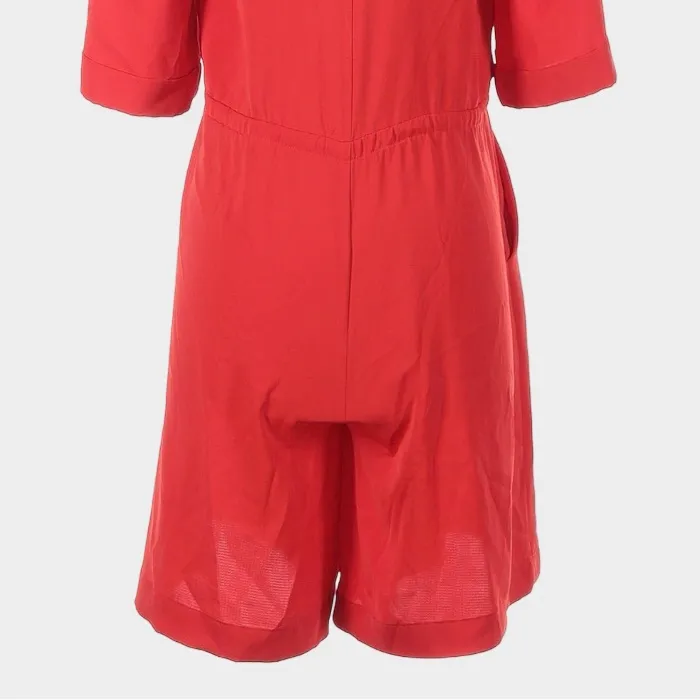 Karen Millen Wrap Front Romper Playsuit Size 4 Red Short Sleeve Tailored Chic - Image 10