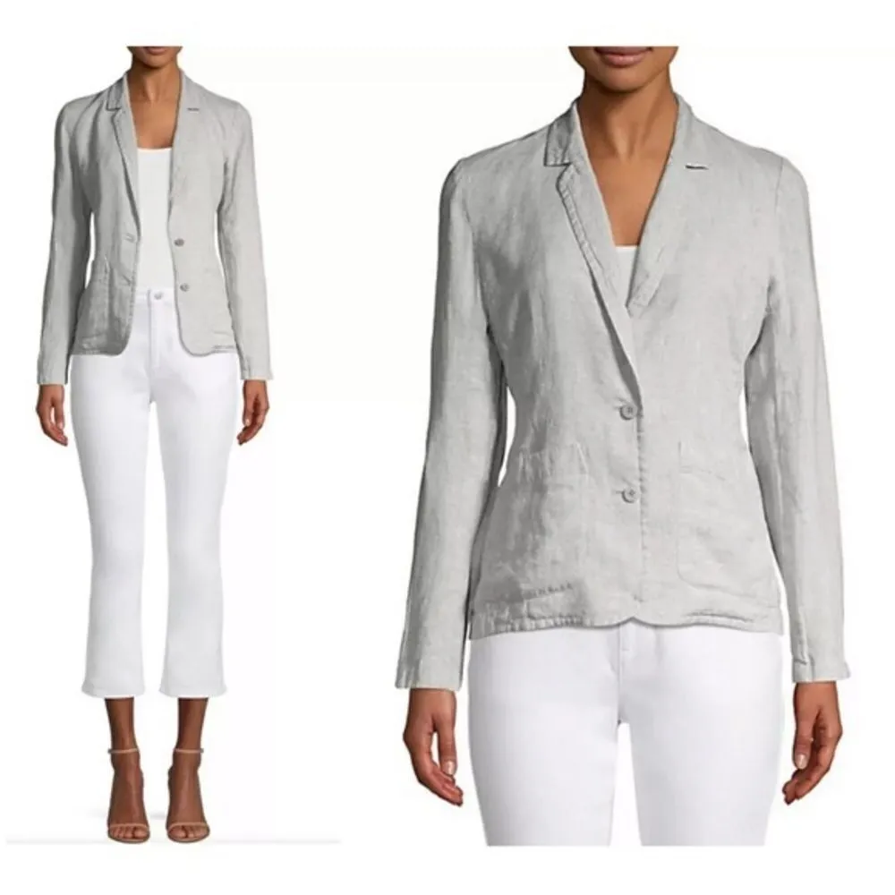 Eileen Fisher lightweight organic linen sparkle shaped blazer in Pearl (gray) - Image 2
