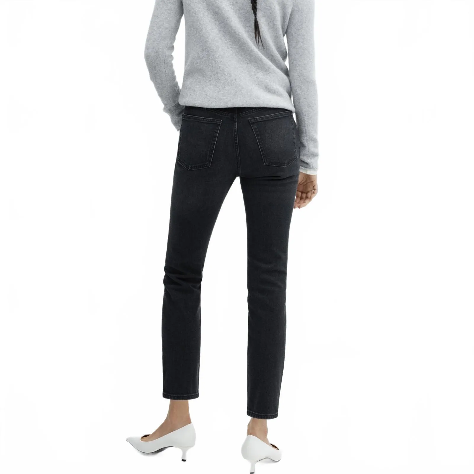 Mango Slim-Fit Cropped Jeans Black Denim Claudia Size 4 US / 36 EUR - Image 2