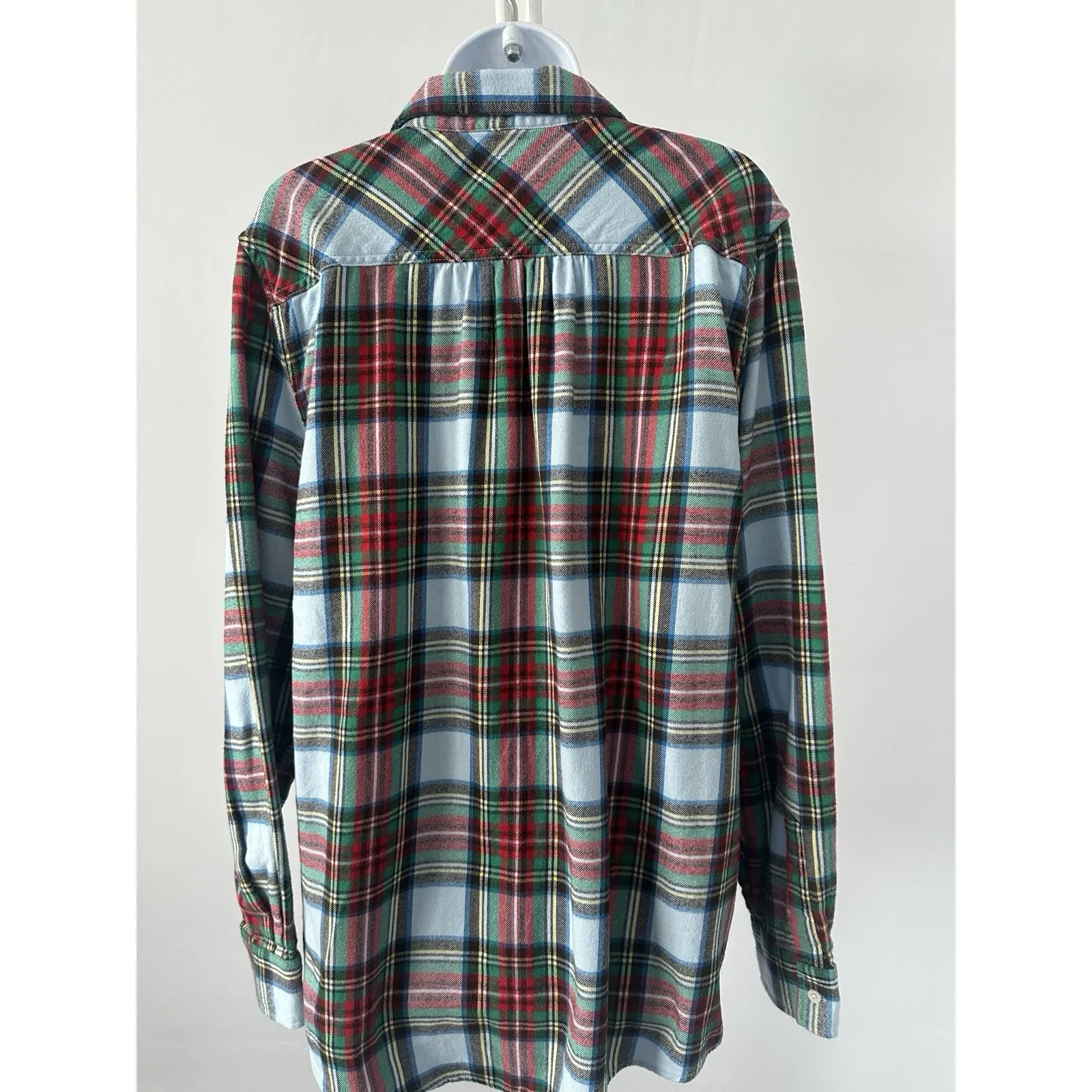 Lands' End Blue Plaid Flannel Shirt, Sz: 18T Christmas Winter (b49) - Image 2