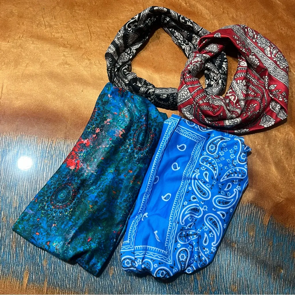 NWOT Large Bohemian style Wide Head bands set of 4 red blue multicolor - Image 4