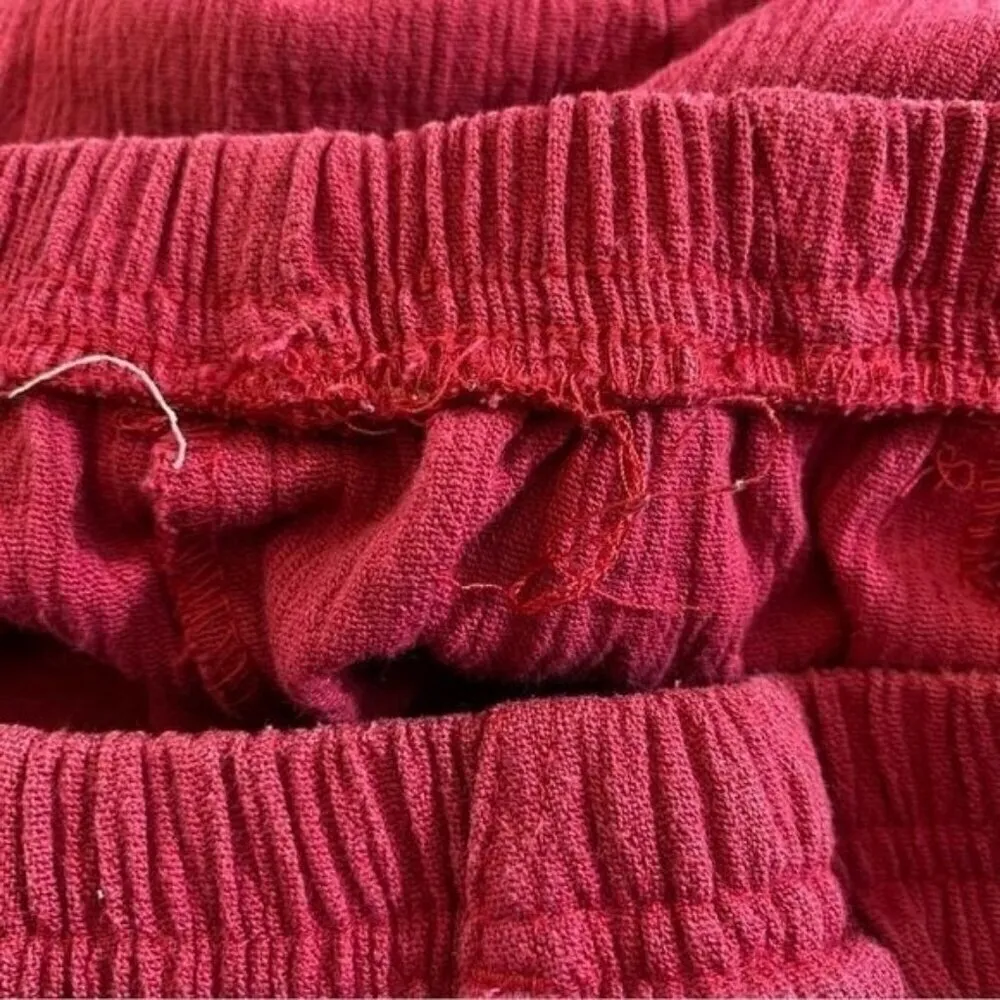 Vtg 90s Y2K Blair Casual Pull-On Crinkle Cropped Tapered Pant Hot Pink 14MS - Image 3