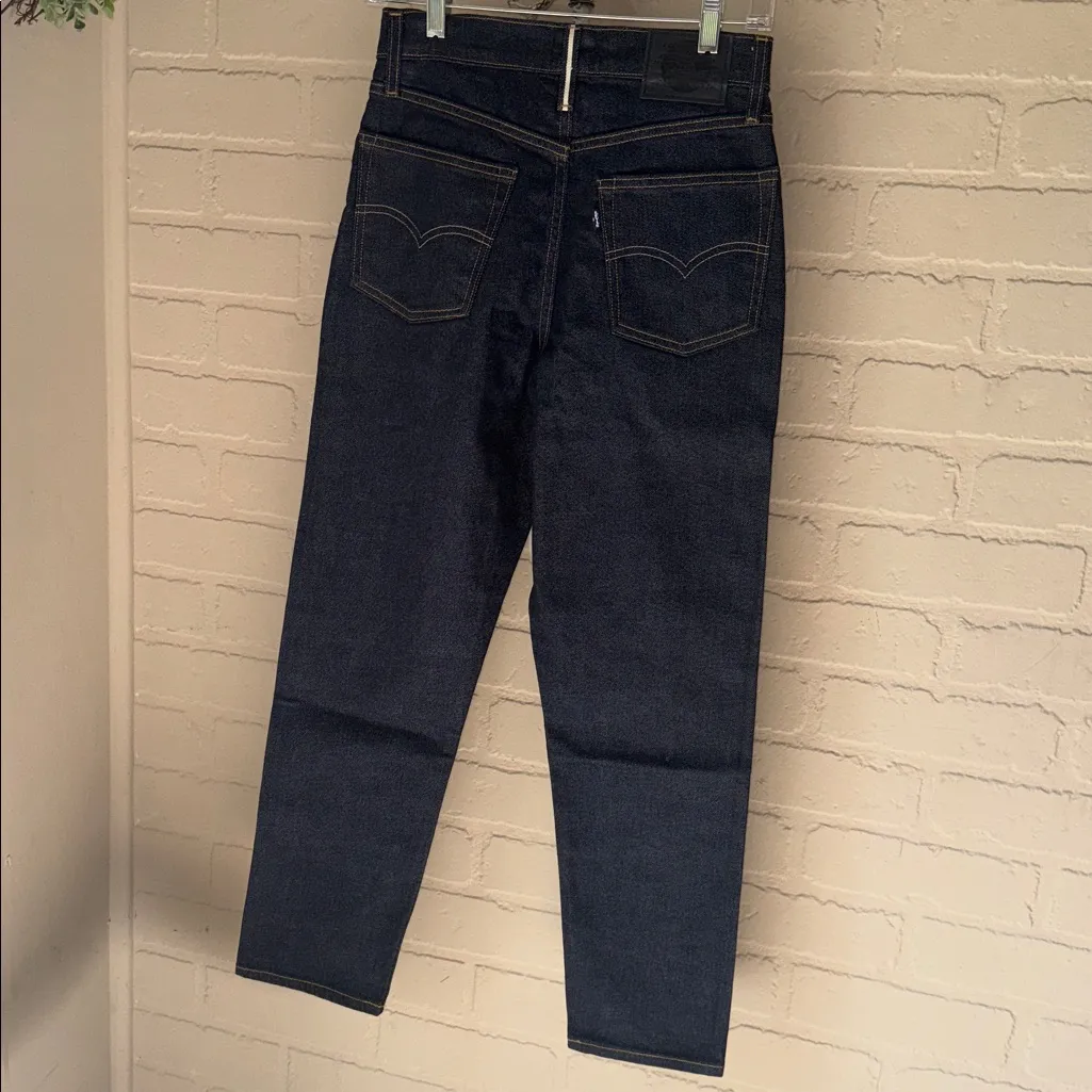 Levi’s Japanese jeans Fabric High Rise Boyfriend Women’s 26 X 27 Dark Blue Denim - Image 5
