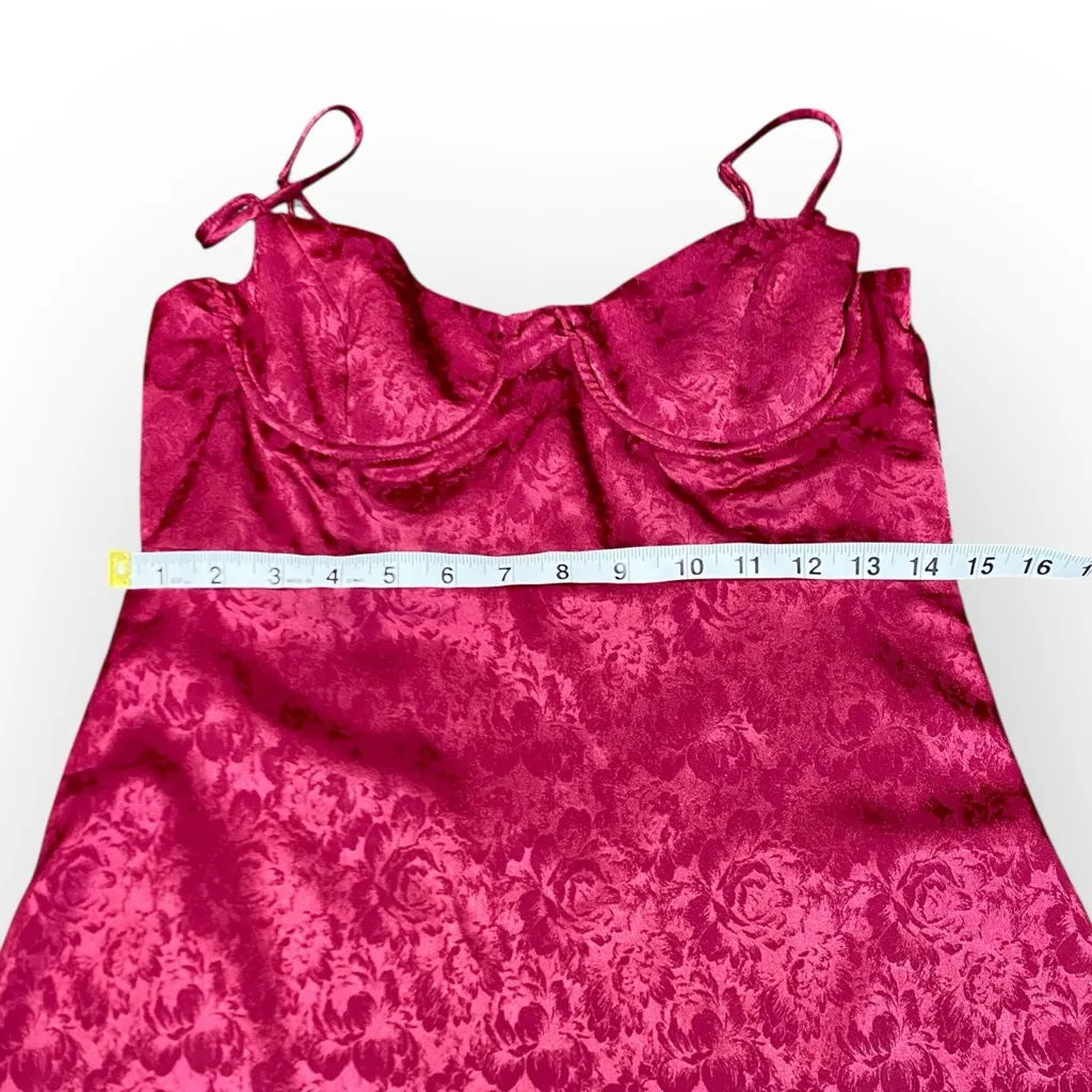 Princess Polly Diva Mini Dress Deep Red Floral Jacquard Size Small 6 - Excellent - Image 6