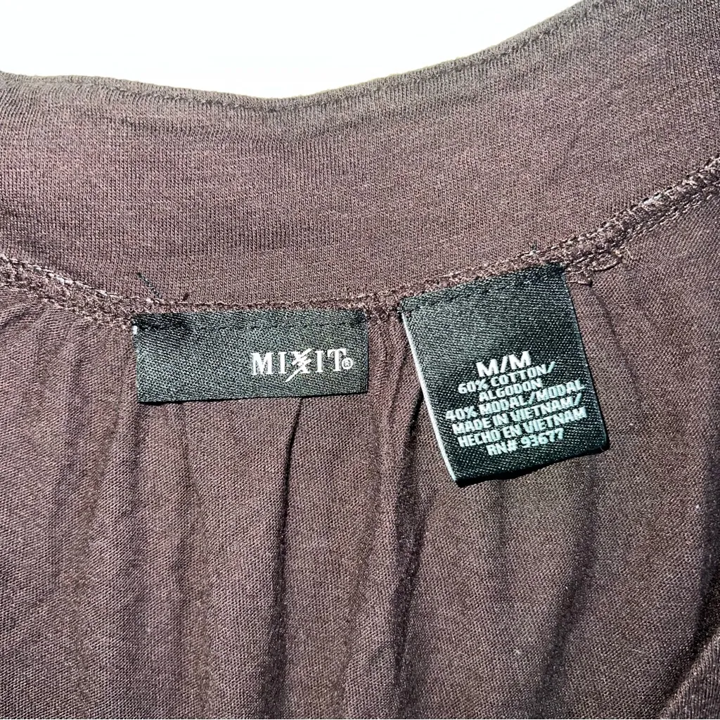 Vintage Mixit Womens Y2K Babydoll Top Size M Brown Coquette Cottagecore - Image 6