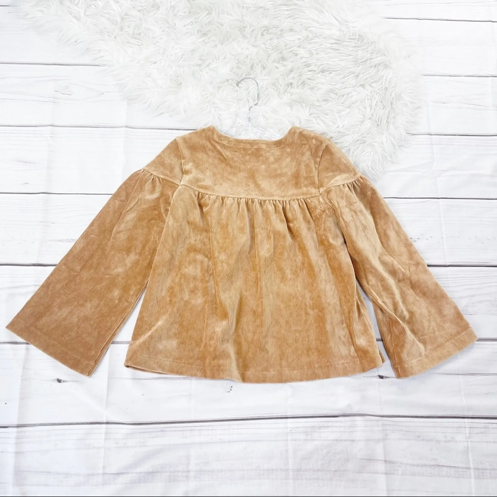 Madewell Women's Texture & Thread Corduroy Swing Long Sleeve Top Tan Size‎ Small - Image 5