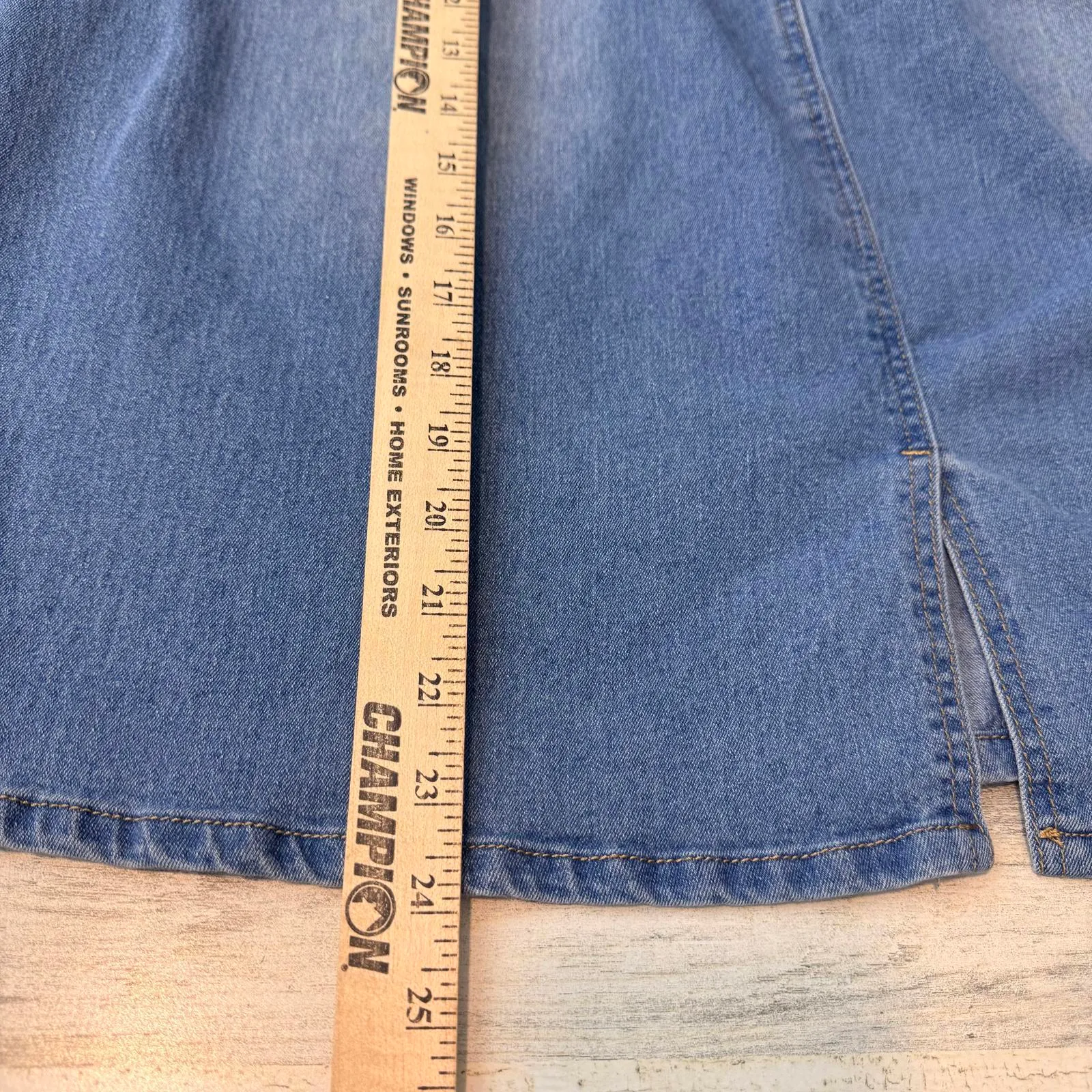 Womens 4XL Curve High Rise Denim Skirt Elastic Waist Back Slit Pockets Blue Jean Size 4X - Image 8