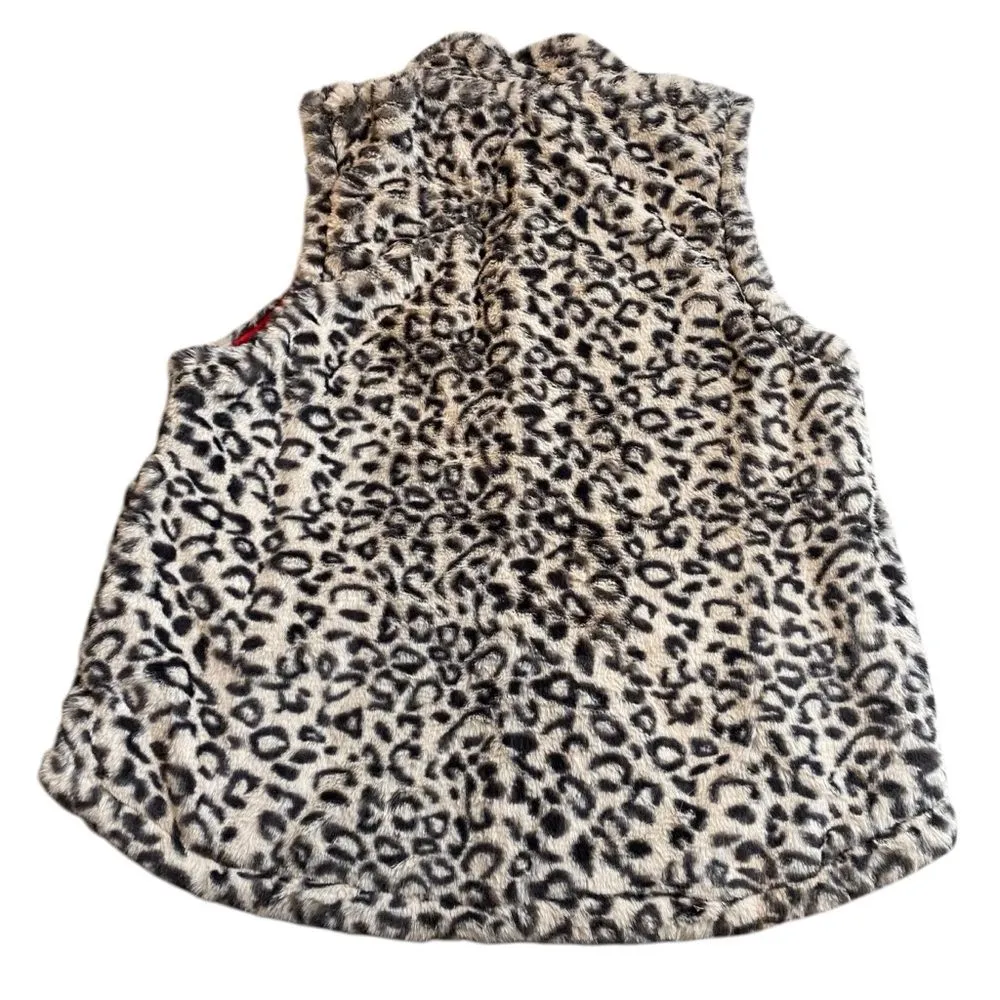 Maurice's Women’s 1X Faux Fur Reversible Puffer Vest Cheetah Print‎ Red Mob Wife - Image 3