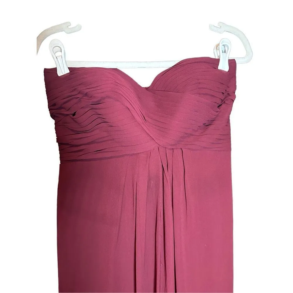 Bill Levkoff Womens Maroon Maxi length Chiffon Gorgeous Strapless Minimalist Bri - Image 9