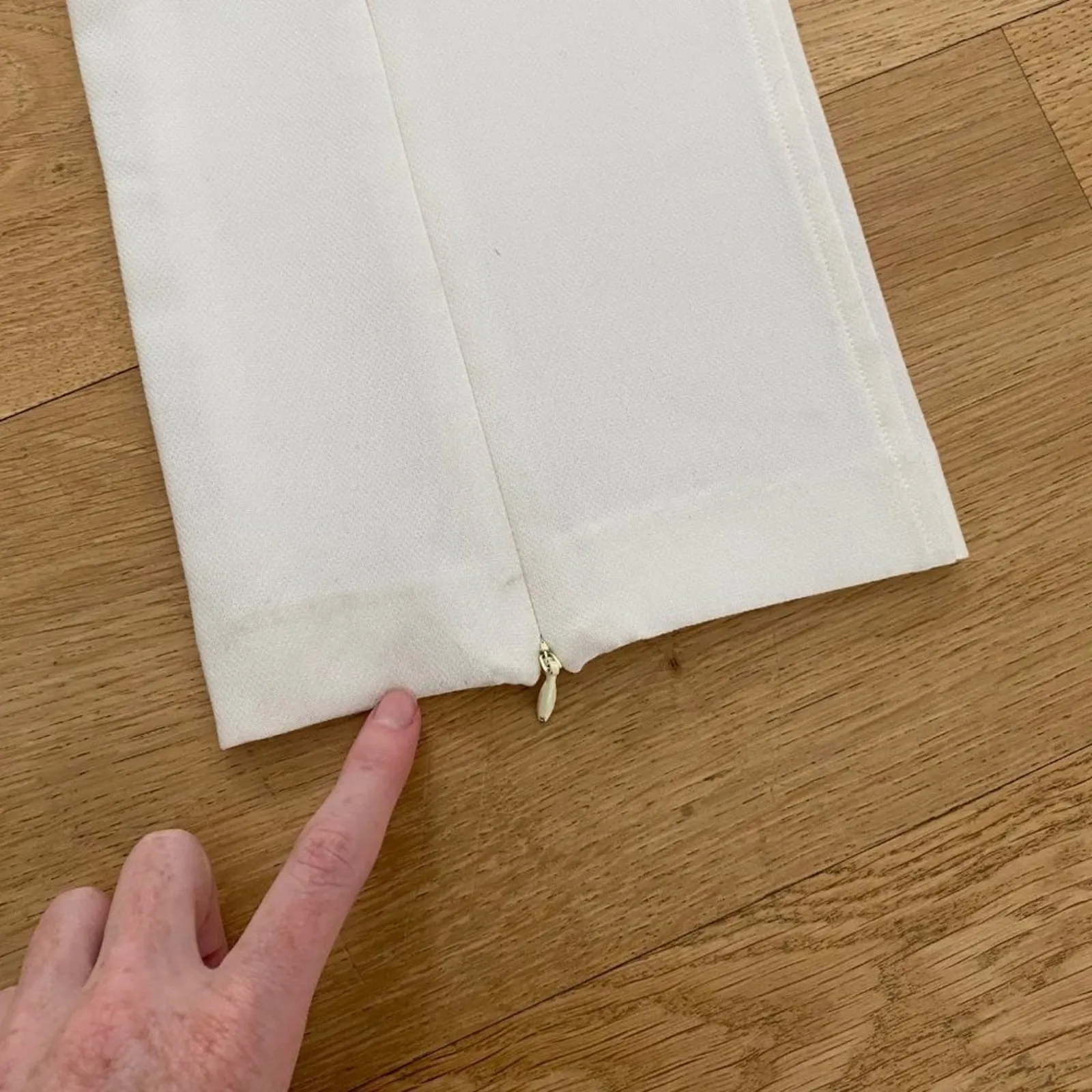 L'Acadamie High Waist Back Ankle Zip Pants in Ivory - Image 4