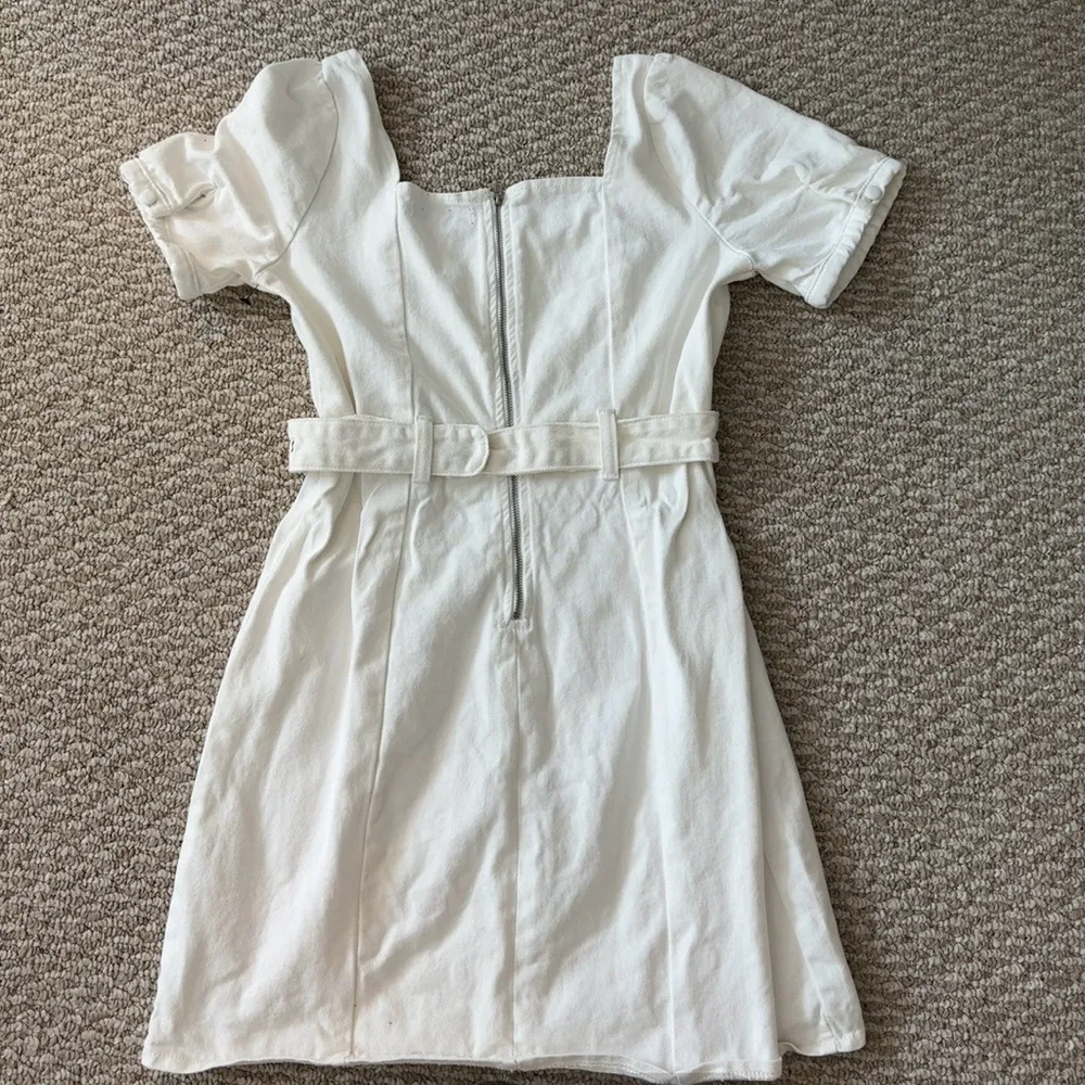 White Denim Mini Dress - Image 12